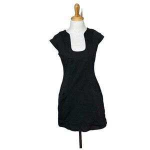 Max Studio Dark Gray Deep Side Pockets Low Cut Cap Short  Sleeve Size XS Womens